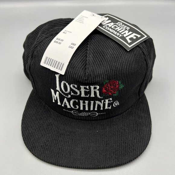 Loser Machine Hat Men Black Corduroy Floral Snap Back Cap New - Picture 1 of 6